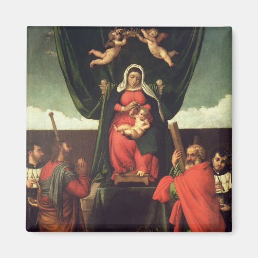 Madonna en Child Enthroned met vier heiligen, 1546 Magneet (Voorkant)