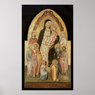 Madonna en Child Enthroned Poster