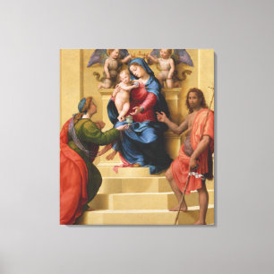 Madonna en Child Enthrong met de heiligen Mary Canvas Afdruk