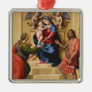 Madonna en Child Enthrong met de heiligen Mary Metalen Ornament