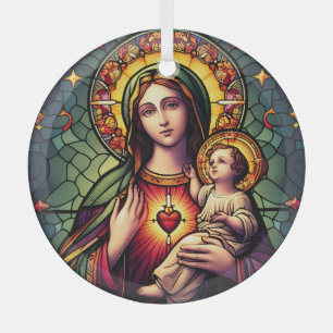 Madonna en Child Glas in lood Glas Ornament