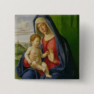 Madonna en Child, jaren 1490 Vierkante Button 5,1 Cm