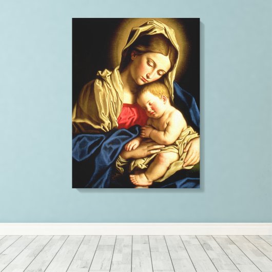 Madonna en Child Jesus - Sassoferrato Canvas Afdruk (Insitu (Houten vloer))