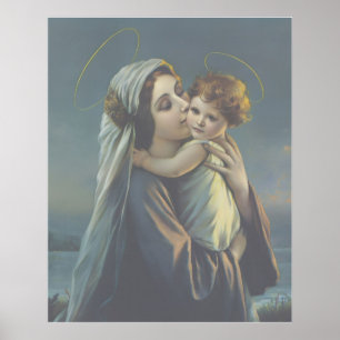 Madonna en Child Jesus Vintage poster print kunst