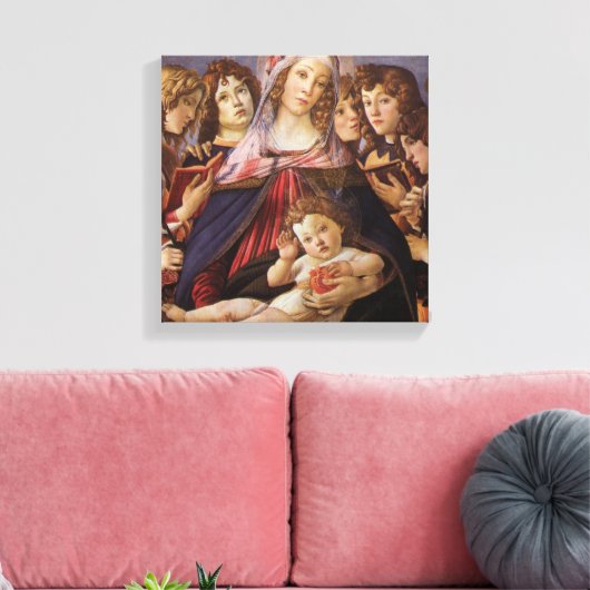 Madonna en Child met Angels van Sandro Botticelli Canvas Afdruk (Insitu (Woonkamer))