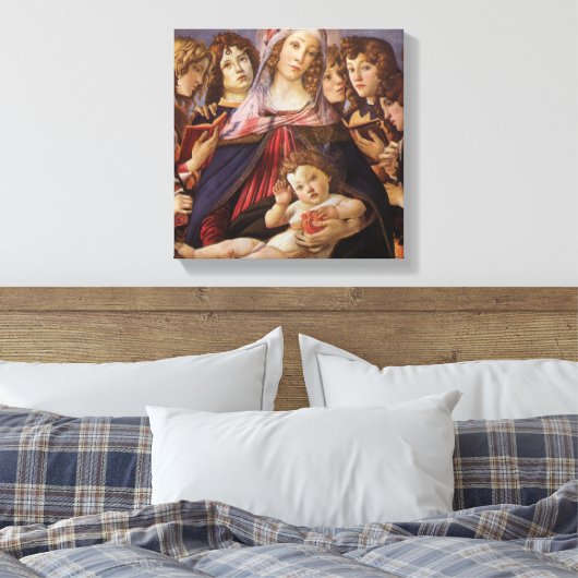 Madonna en Child met Angels van Sandro Botticelli Canvas Afdruk (Insitu (Slaapkamer))