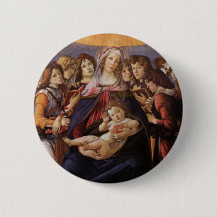 Madonna en Child met Angels van Sandro Botticelli Ronde Button 5,7 Cm