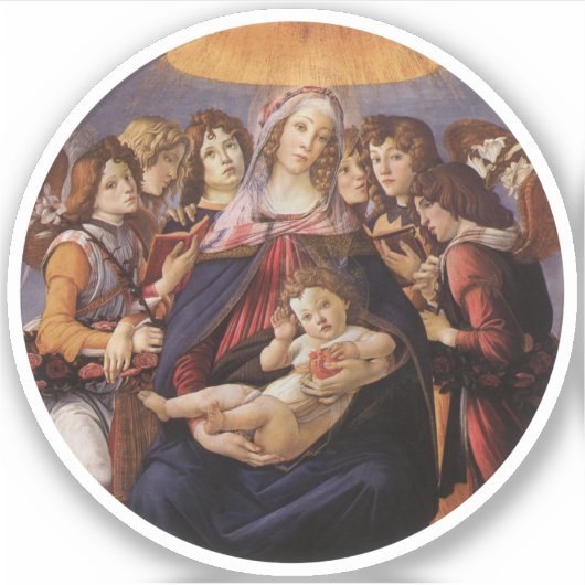 Madonna en Child met Angels van Sandro Botticelli Sticker (Voorkant)