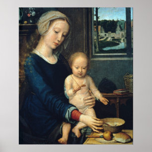 Madonna en Child Met Melksoep - Gerard David Poster
