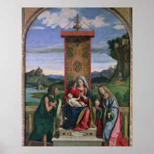 Madonna en Child met St. John de Baptist en Ma Poster