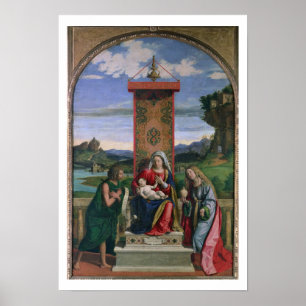 Madonna en Child met St. John de Baptist en Ma Poster