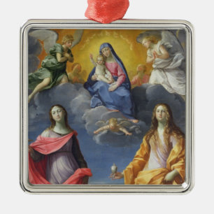 Madonna en Child met St. Lucy en Mary Magdalene Metalen Ornament