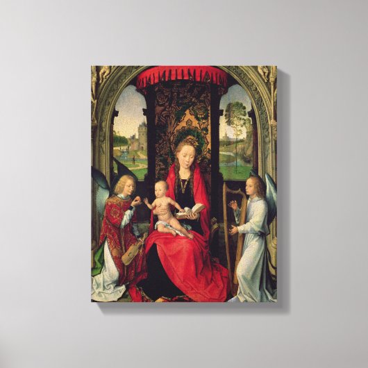 Madonna en Child met twee Angels Canvas Afdruk (Voorkant)