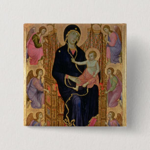 Madonna en Child (Rucellai Madonna) 1285 (tempera Vierkante Button 5,1 Cm