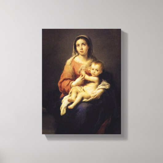 Madonna en Child - Virgin Mary - Murillo Canvas Afdruk (Voorkant)