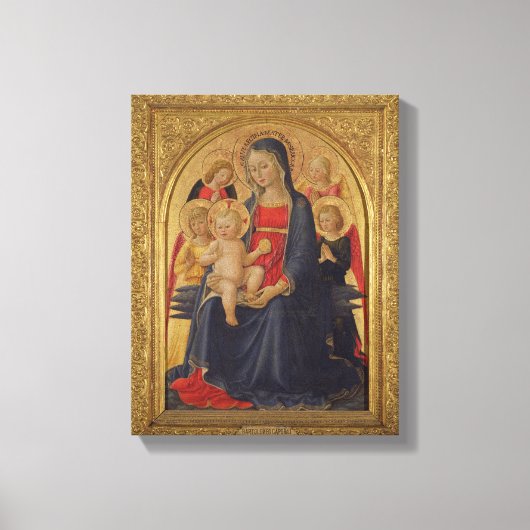 Madonna en Child with Angels, c.1467 (olie op deel Canvas Afdruk (Voorkant)