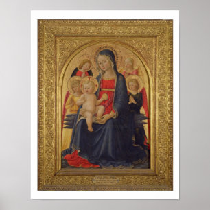 Madonna en Child with Angels, c.1467 (olie op deel Poster