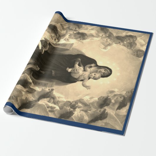 MADONNA EN CHRISTMAS GIFT WRAP Bouguereau Cadeaupapier (Uitgerold)