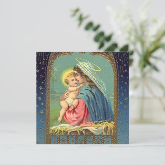 Madonna en Kerstmis Feestdagenkaart (Staand voorkant)