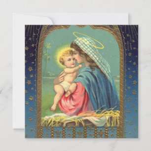 Madonna en Kerstmis Feestdagenkaart