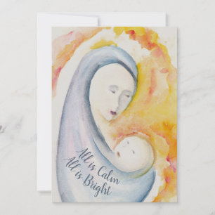 Madonna en Kind Aquarel Bijbelvers Feestdagenkaart