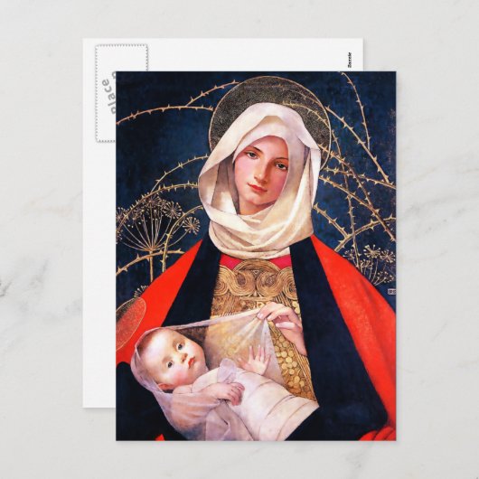 Madonna en kind. Briefkaarten voor fijne kerst (Voorkant / Achterkant)