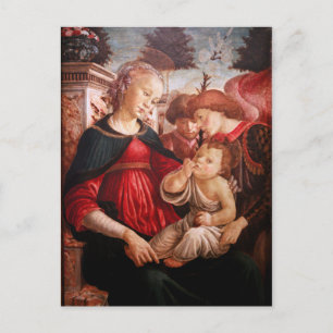 Madonna en kind en twee engelen briefkaart