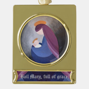 Madonna en kind - Hail Mary Banner Ornament Verguld Banner Ornament