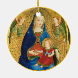 Madonna en kind keramisch ornament