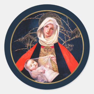 Madonna en kind. Kerst stickers voor fijne kunst