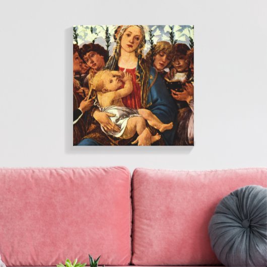 Madonna en kind met acht Angels van Botticelli Canvas Afdruk (Insitu (Woonkamer))