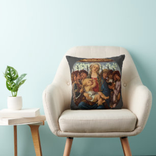 Madonna en Kind met acht engelen van Botticelli Kussen