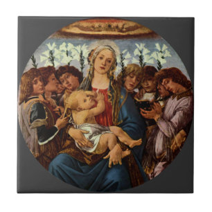 Madonna en Kind met acht engelen van Botticelli Tegeltje