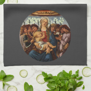 Madonna en Kind met acht engelen van Botticelli Theedoek