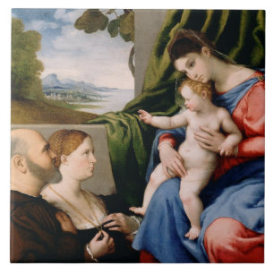 Madonna en kind met de Baby Sint John Tegeltje