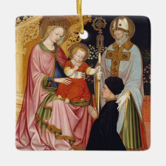 Madonna en kind met de donor keramisch ornament (Voorkant)