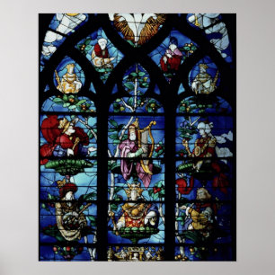 Madonna en Kind met engelen en portretten reageren Poster