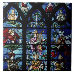 Madonna en Kind met engelen en portretten reageren Tegeltje