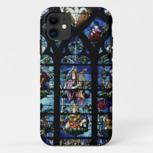 Madonna en kind met engelen en portretten reflec iPhone 11 hoesje