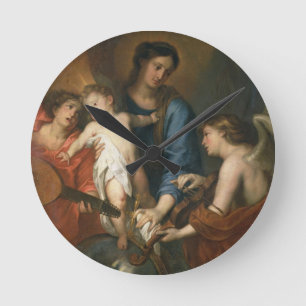 Madonna en kind met engelen ronde klok