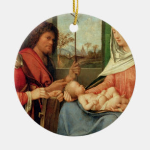 Madonna en kind met heiligen 2 keramisch ornament