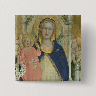 Madonna en Kind met heiligen, detail sh Vierkante Button 5,1 Cm