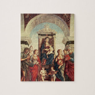 Madonna en kind met heiligen legpuzzel