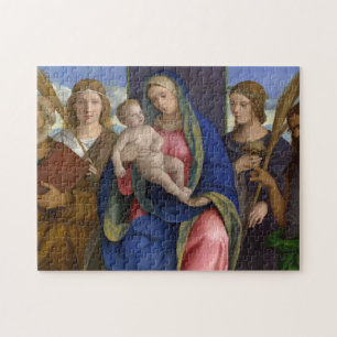 Madonna en kind met heiligen legpuzzel