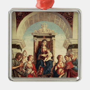 Madonna en kind met heiligen metalen ornament