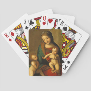 Madonna en kind met heiligen pokerkaarten