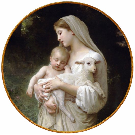 Madonna en kind met Lamb-kerstversiering Fotobeeldje Ornament (Voorkant)