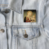 Madonna en kind met Pomegranaat Vierkante Button 5,1 Cm (In situ)