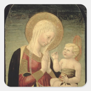 Madonna en kind met Pomegranaat Vierkante Sticker