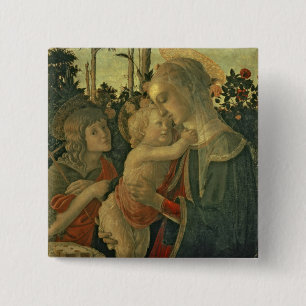 Madonna en Kind met Sint-Janskruid de Baptist (oli Vierkante Button 5,1 Cm